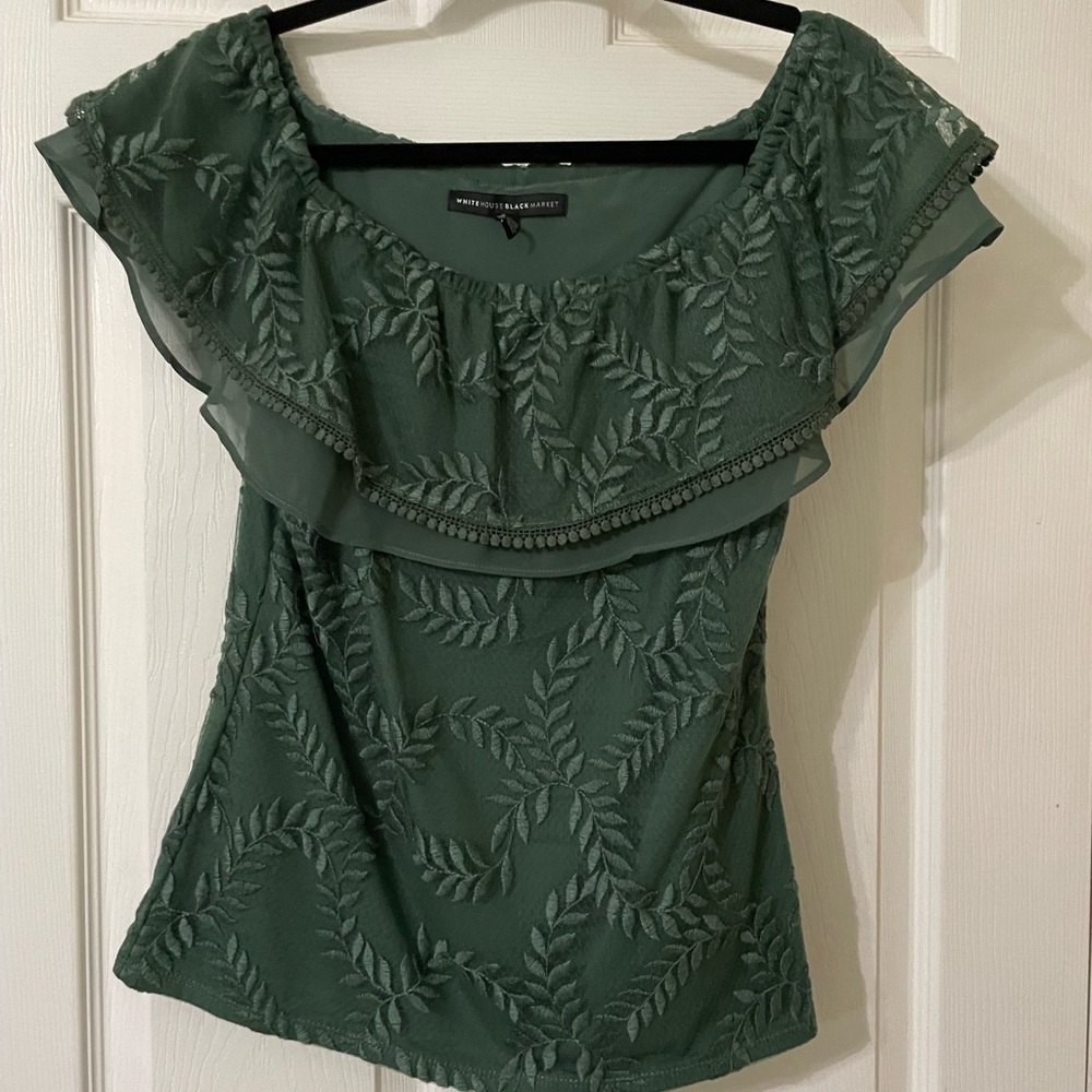 White House Black Market hunter green blouse